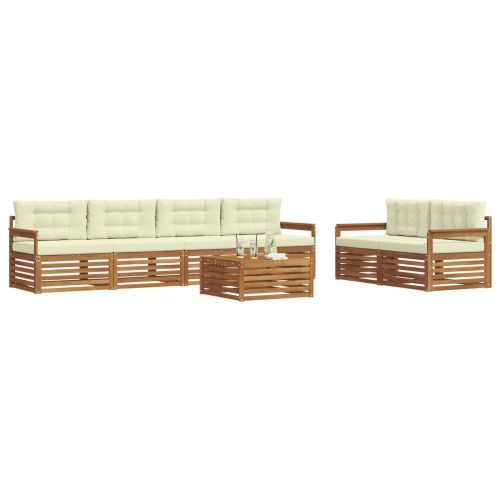 Комплект дивани за открито 7 pcs Натурален и Крема