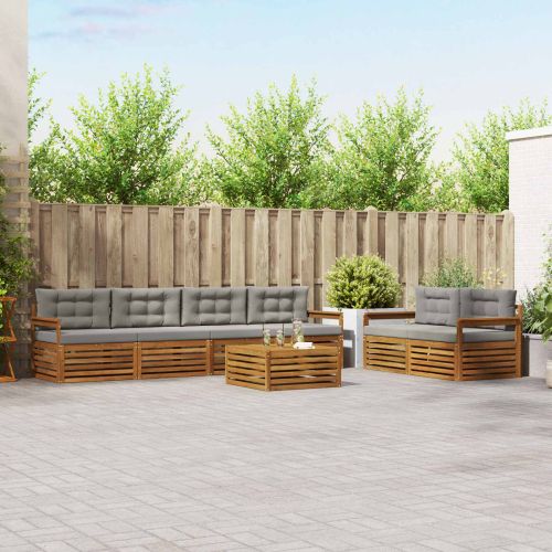 Комплект дивани за открито 7 pcs Естествено и светло сиво