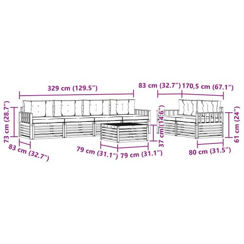 Комплект дивани за открито 7 pcs Естествено и светло сиво