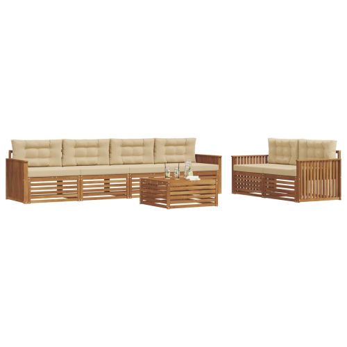 Комплект дивани за открито 7 pcs Натурален и Бежов