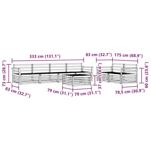 Комплект дивани за открито 7 pcs Естествен