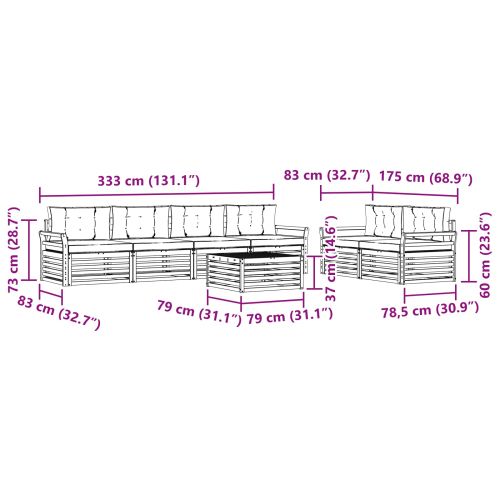 Комплект дивани за открито 7 pcs Естествено и светло сиво