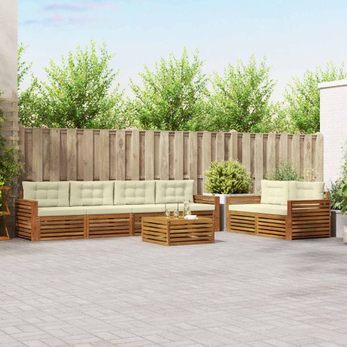 Комплект дивани за открито 7 pcs Натурален и Крема