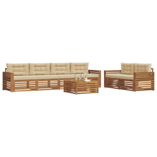 Комплект дивани за открито 7 pcs Натурален и Бежов