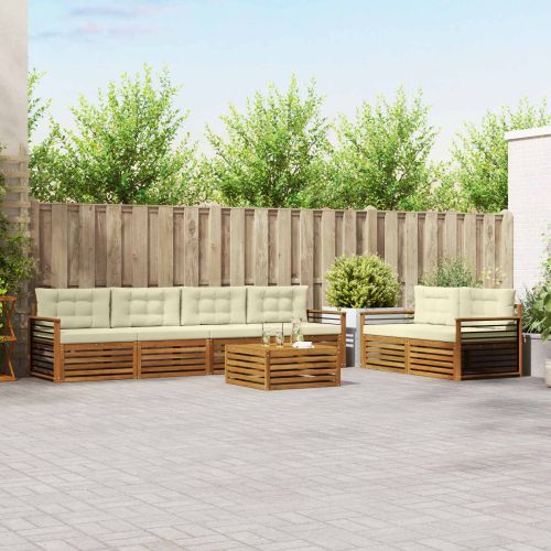 Комплект дивани за открито 7 pcs Натурален и Крема