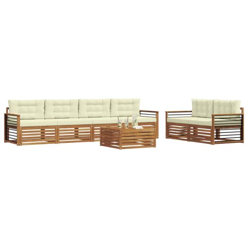 Комплект дивани за открито 7 pcs Натурален и Крема