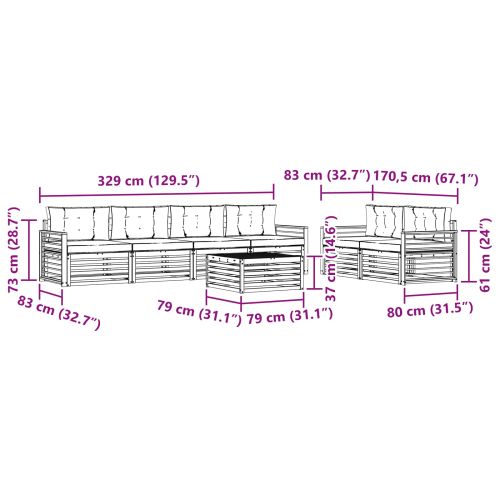 Комплект дивани за открито 7 pcs Натурален и Бежов