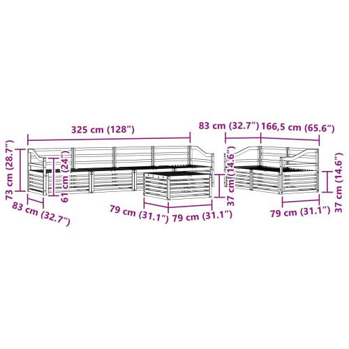 Комплект дивани за открито 7 pcs Естествен
