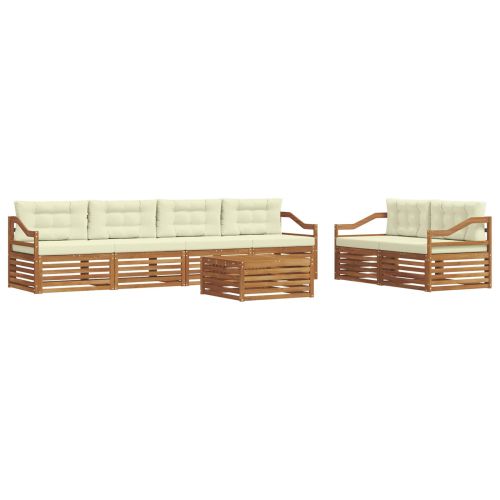 Комплект дивани за открито 7 pcs Натурален и Крема