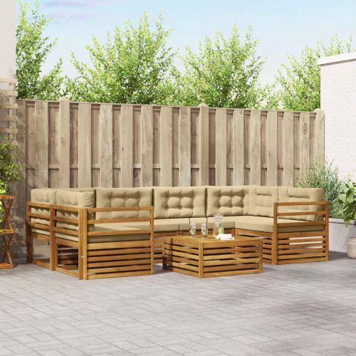 Комплект дивани за открито 8 pcs Натурален и Бежов