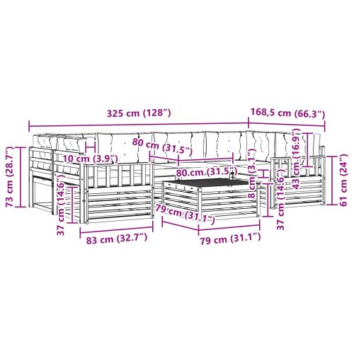 Комплект дивани за открито 8 pcs Натурален и Крема