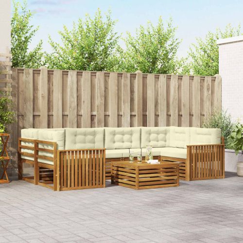 Комплект дивани за открито 8 pcs Натурален и Крема