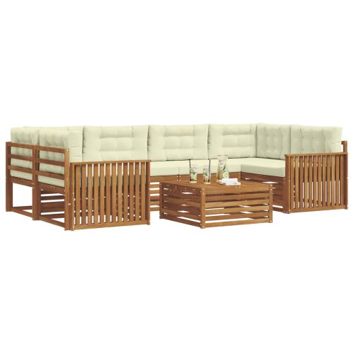 Комплект дивани за открито 8 pcs Натурален и Крема