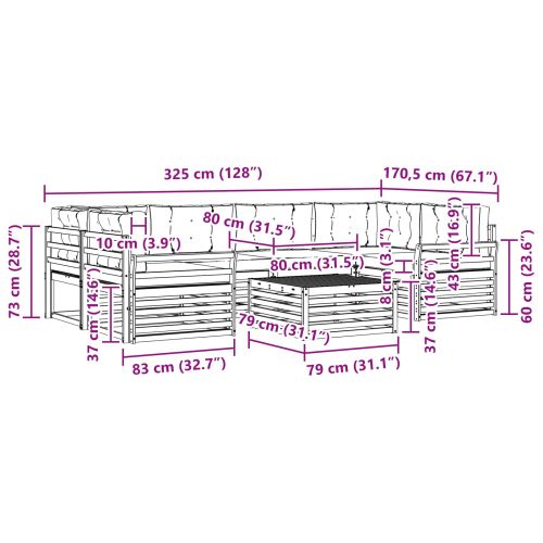 Комплект дивани за открито 8 pcs Натурален и Бежов
