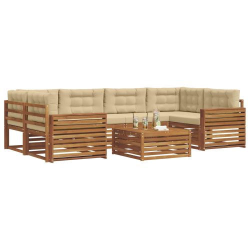 Комплект дивани за открито 8 pcs Натурален и Бежов