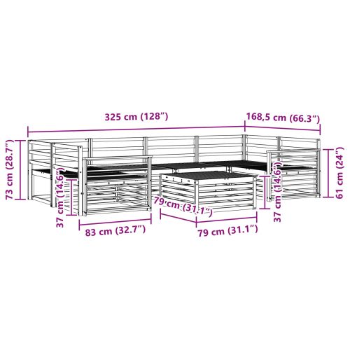 Комплект дивани за открито 7 pcs Естествен