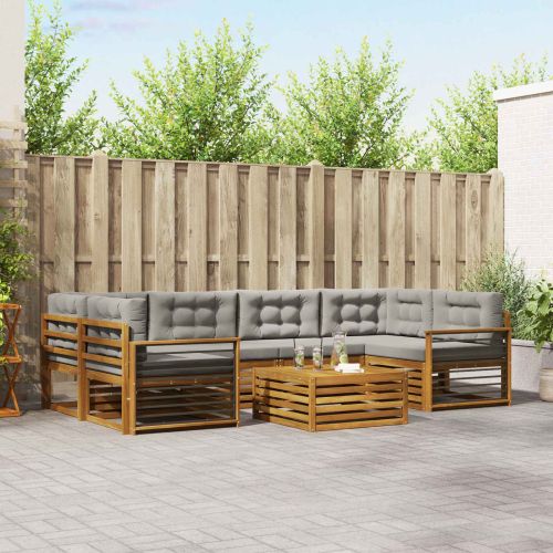 Комплект дивани за открито 7 pcs Естествено и светло сиво