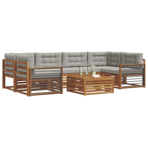 Комплект дивани за открито 7 pcs Естествено и светло сиво