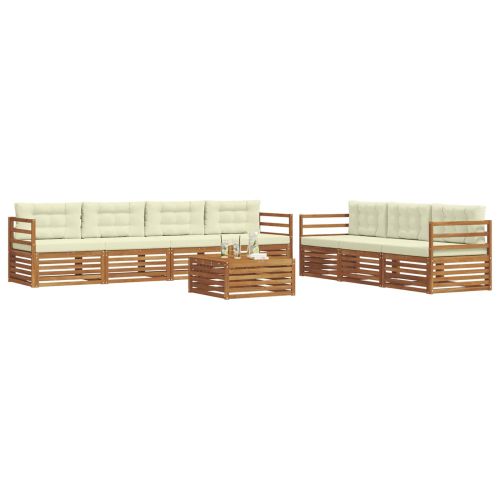 Комплект дивани за открито 8 pcs Натурален и Крема