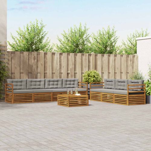 Комплект дивани за открито 8 pcs Естествено и светло сиво