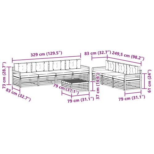 Комплект дивани за открито 8 pcs Натурален и Крема