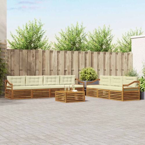 Комплект дивани за открито 8 pcs Натурален и Крема