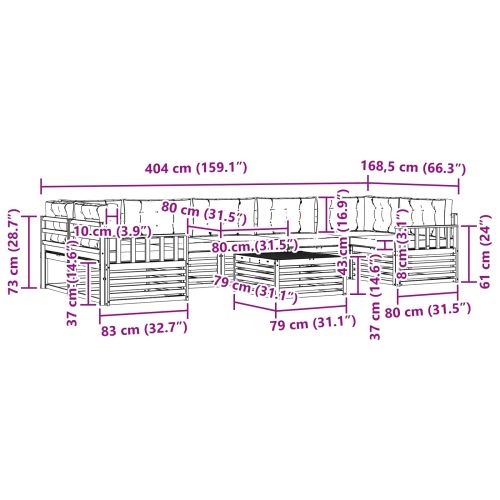Комплект дивани за открито 8 pcs Натурален и Бежов