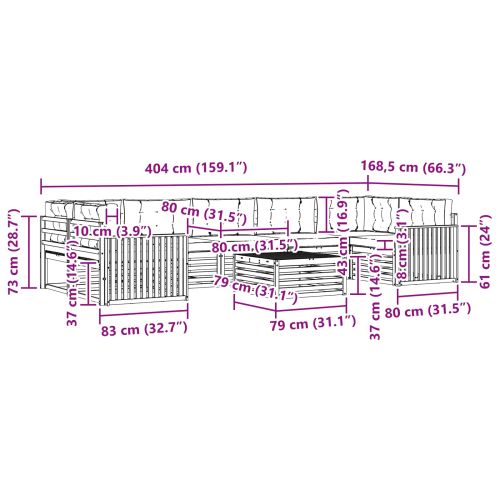 Комплект дивани за открито 8 pcs Натурален и Крема