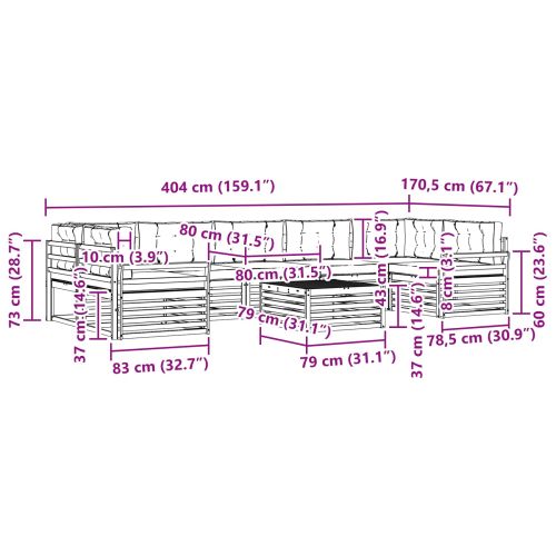 Комплект дивани за открито 8 pcs Натурален и Бежов