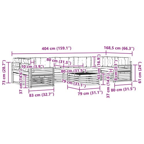 Комплект дивани за открито 8 pcs Натурален и Крема