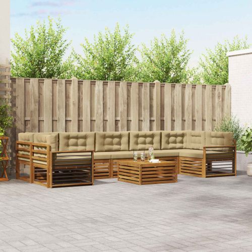 Комплект дивани за открито 8 pcs Натурален и Бежов