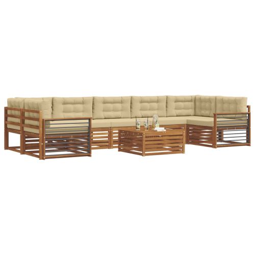 Комплект дивани за открито 8 pcs Натурален и Бежов