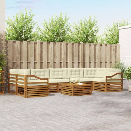 Комплект дивани за открито 8 pcs Натурален и Крема