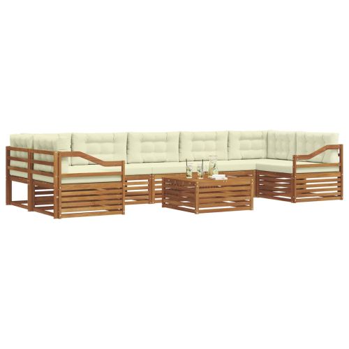Комплект дивани за открито 8 pcs Натурален и Крема
