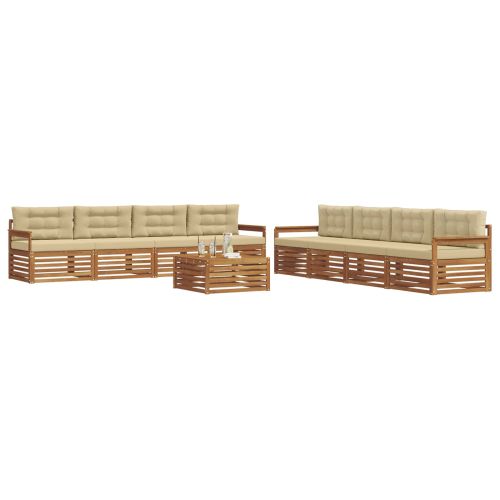 Комплект дивани за открито 9 pcs Натурален и Бежов