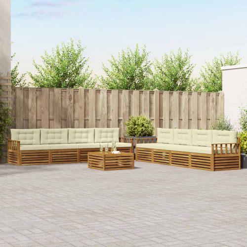 Комплект дивани за открито 9 pcs Натурален и Крема