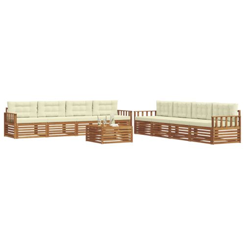 Комплект дивани за открито 9 pcs Натурален и Крема