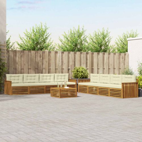Комплект дивани за открито 9 pcs Натурален и Крема