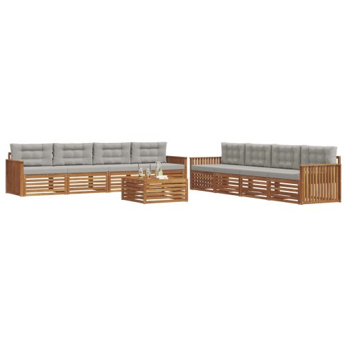 Комплект дивани за открито 9 pcs Естествено и светло сиво