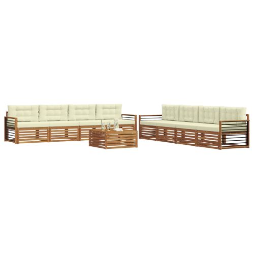 Комплект дивани за открито 9 pcs Натурален и Крема