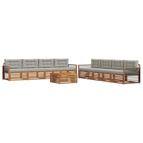 Комплект дивани за открито 9 pcs Естествено и светло сиво