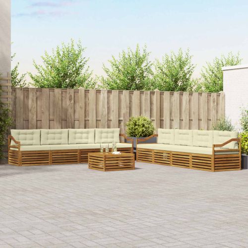 Комплект дивани за открито 9 pcs Натурален и Крема