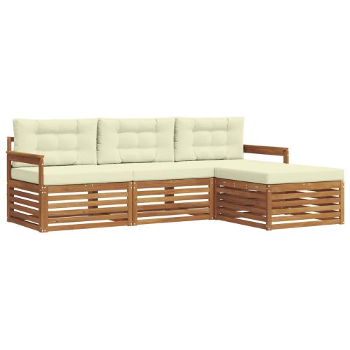 Комплект дивани за открито 4 pcs Натурален и Крема