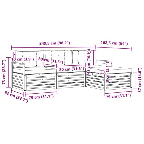 Комплект дивани за открито 4 pcs Натурален и Антрацит