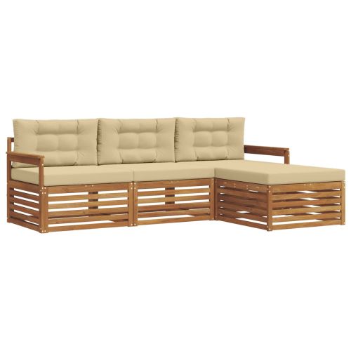Комплект дивани за открито 4 pcs Натурален и Бежов