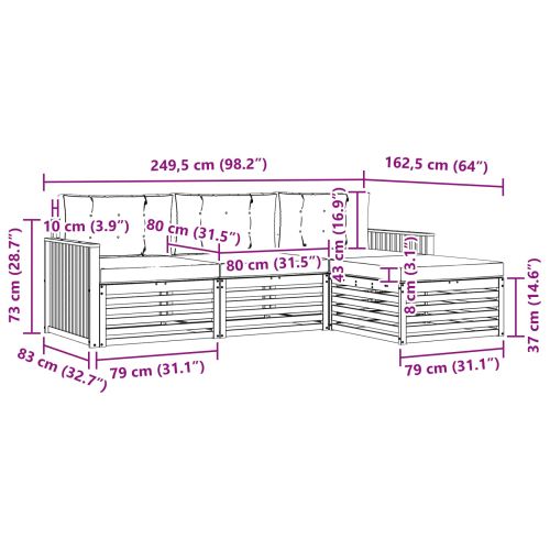 Комплект дивани за открито 4 pcs Натурален и Крема