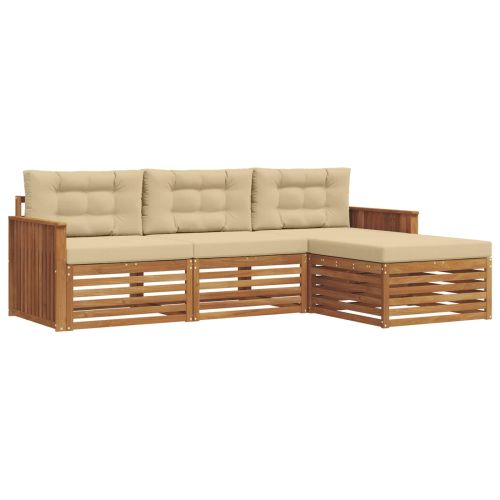 Комплект дивани за открито 4 pcs Натурален и Бежов