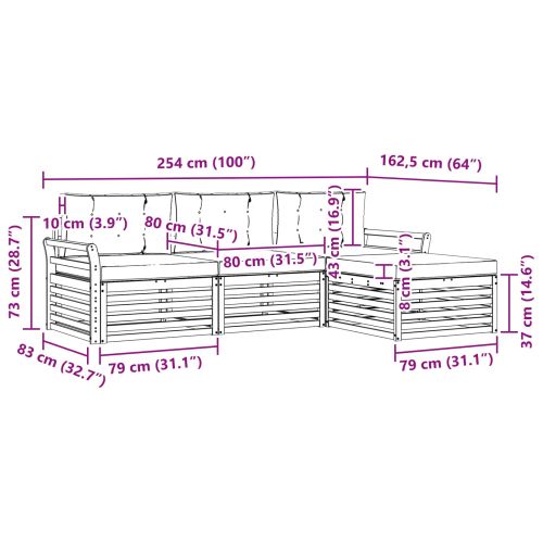 Комплект дивани за открито 4 pcs Натурален и Крема