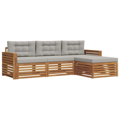 Комплект дивани за открито 4 pcs Естествено и светло сиво
