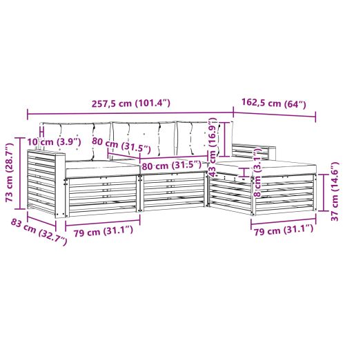 Комплект дивани за открито 4 pcs Натурален и Бежов
